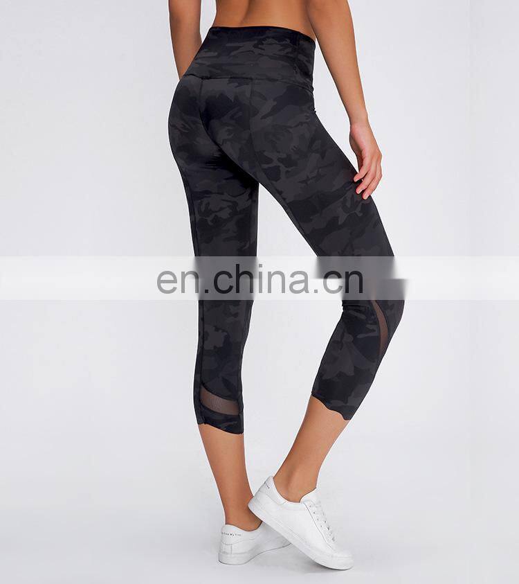 Top Quality Nylon Spandex Nude Feeling Women Yoga Wear Custom 3/4 length training yoga pants