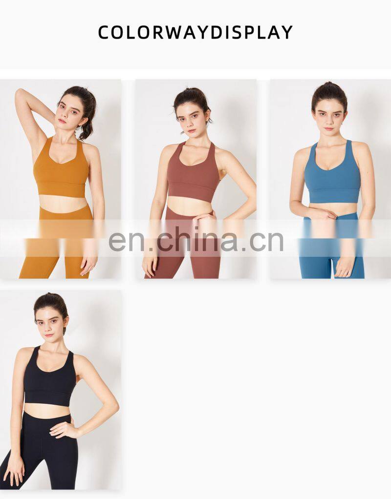2022 High Impact Shockproof Cross Back Sports Bra Plus Size Women Gym Fitness Yoga Top