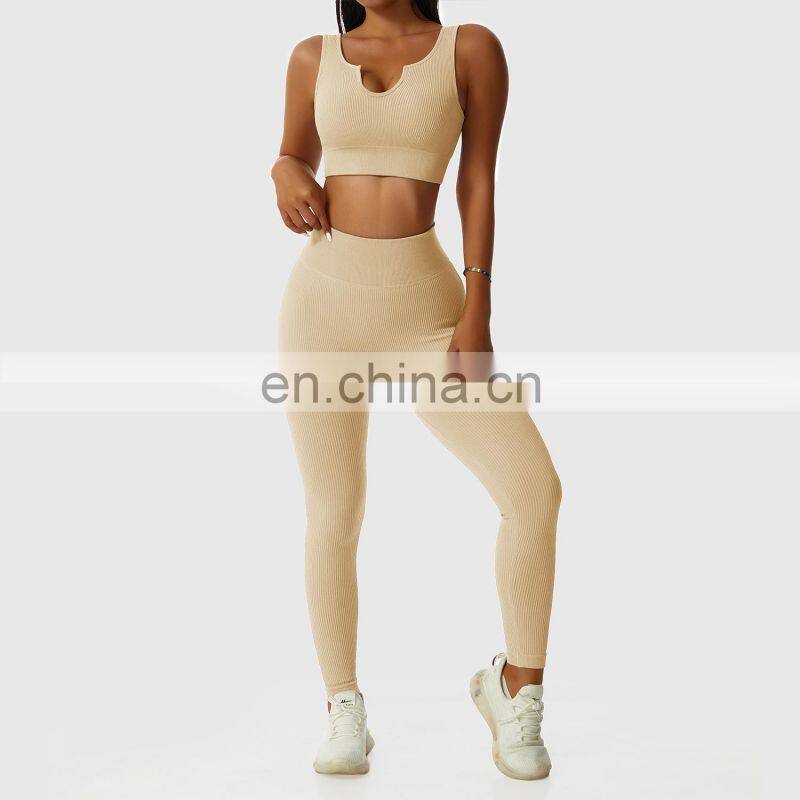 Factory Sale 4 Pcs Push Up Leggings Breathable Gym Fitness Sets Womens Sports Bras