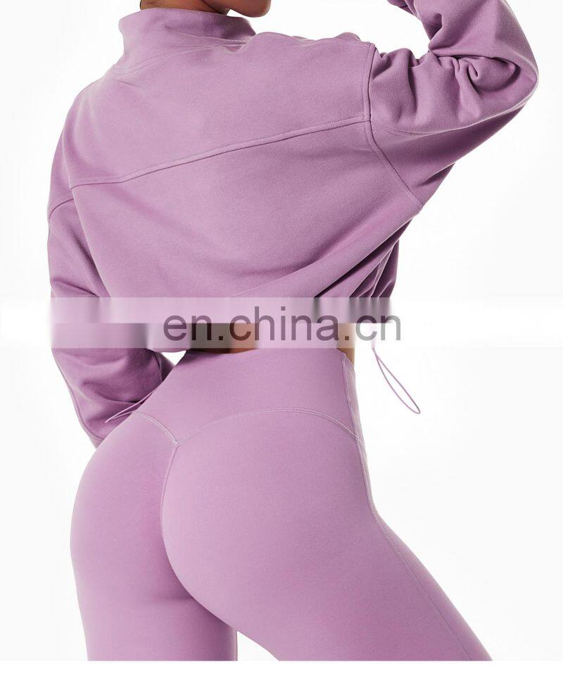 Full Zipper Women Custom Lightweight Slim Fit Yoga Jackets Long Sleeve Yoga Crop Tops