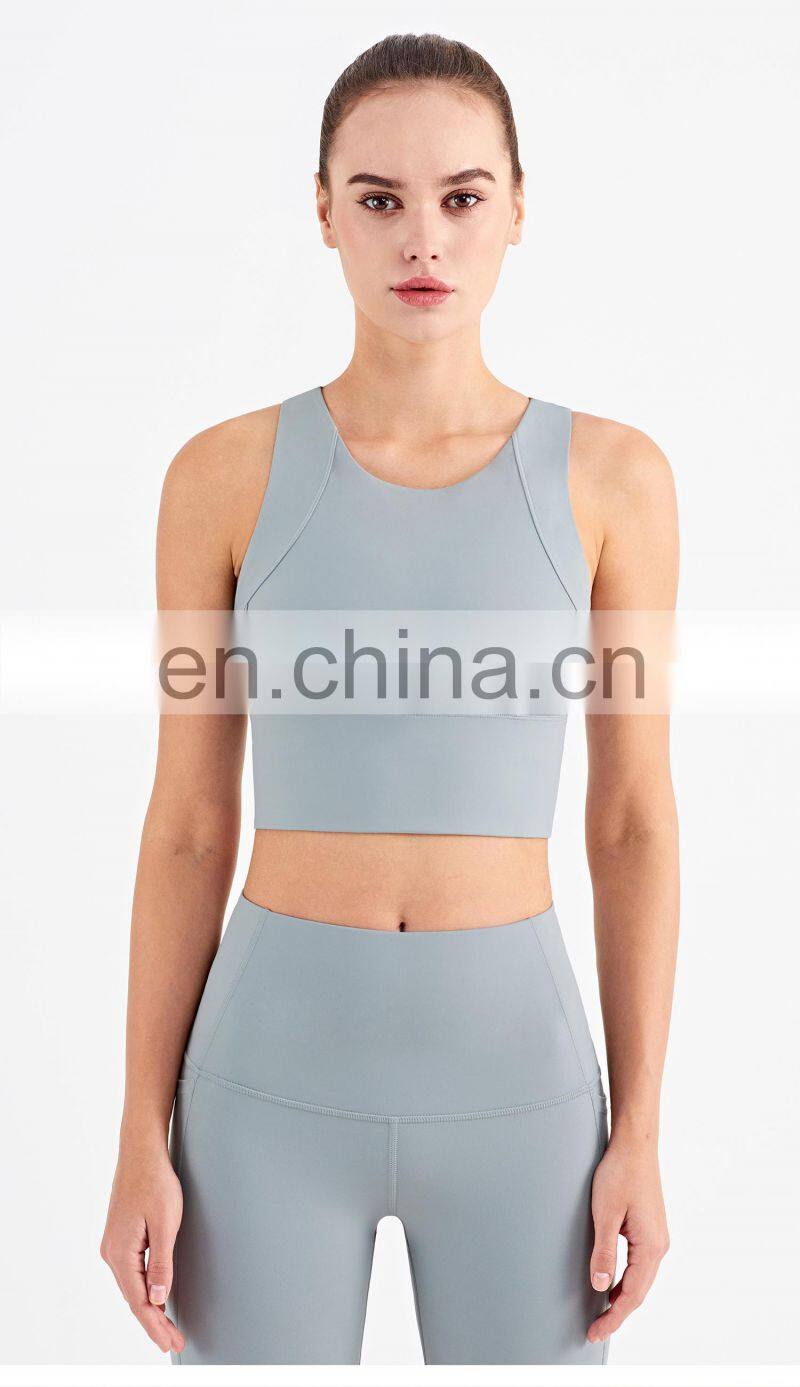 Fashion Custom Sports Bra With High Neck Running Shockproof Yoga Bra Fitness Tank Top Women