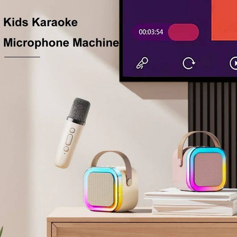 K12 Dual Microphone Karaoke Bluetooth Speaker RGB Light Two 5W Speakers Sound Subwoofer Boombox Support Multiple Input Modes