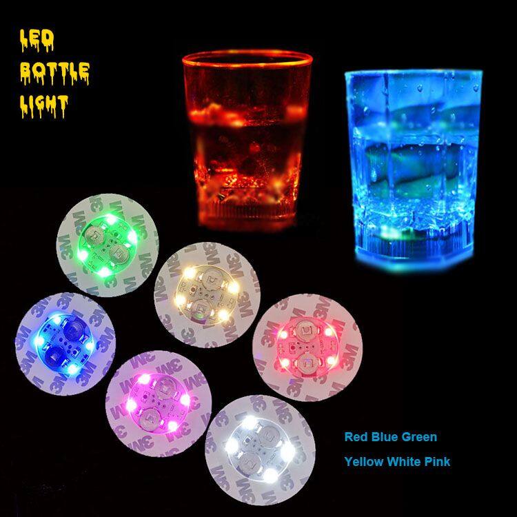 Christmas Parties Light up Custom RGB LED Light Sticker Coaster, LED Bottle Flashing Coaster