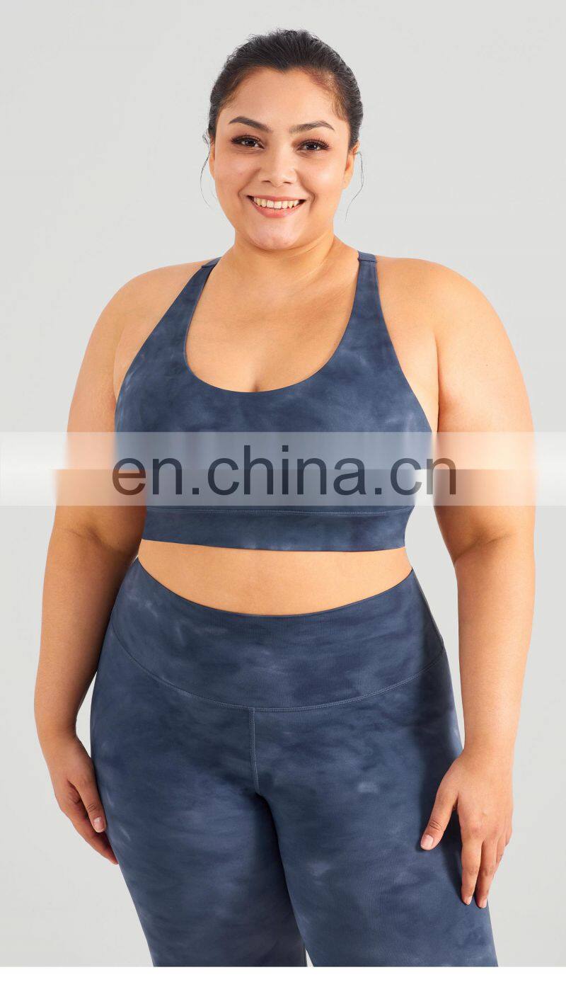 Wholesale Plus Size Women Tie Dye Sport Bra Top Fitness Shockproof Workout Wear