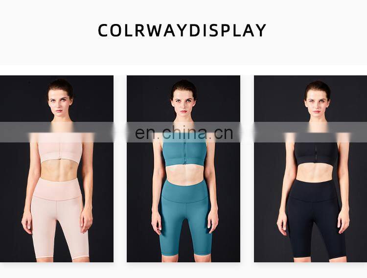 New Customized Front Zipper Shockproof Sports Bras Workout Fitness Yoga Tops