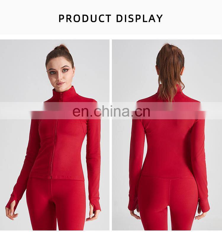 Christmas 2022 Custom Logo Sport Wear Thumb Holes Gym Jacket Women Long Sleeve