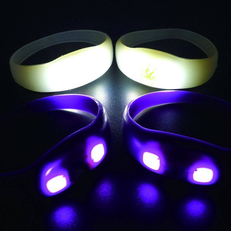 Wedding Decoration Custom LOGO Light up Glow Silicone Wristband Sound Activated LED Bracelet