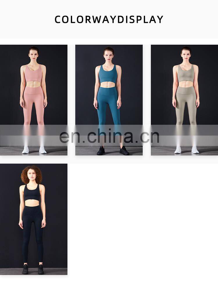 Hot Sale  Women Fitness Sexy Backless Yoga Set Custom Workout Breathable Gym Activewear