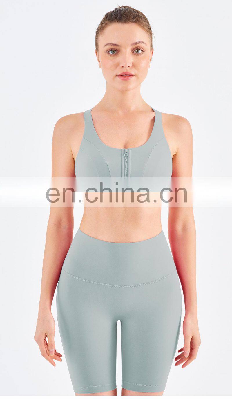 Wholesale High Impact Sports Bra With Adjustable Straps Front Zipper Fitness Sex Yoga Bra