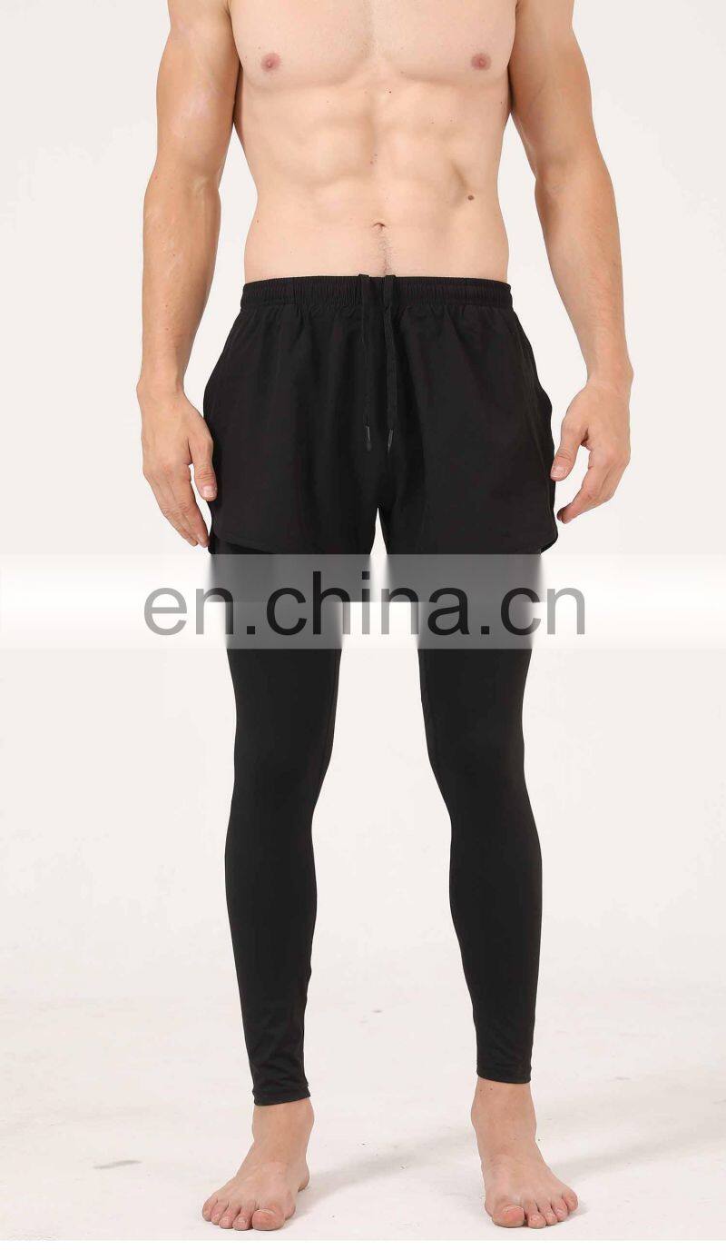 Quick-Drying Men's Leggings Casual Tights Body Two Pieces Running Fitness Sports Shorts