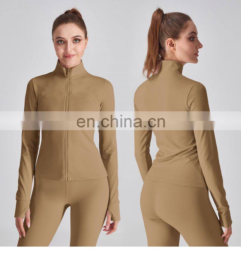 Christmas Women Thumb Holes Yoga Jackets Wholesale Gym Long Sleeve Slim Sport Wears