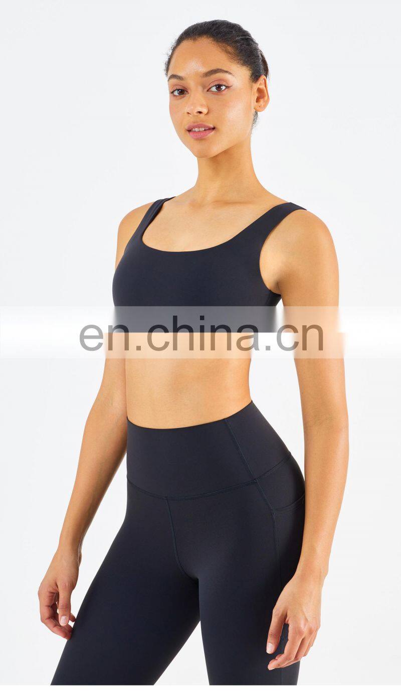 US Size High Stretch Yoga Bra Full Cover Fitness Sexy Woman Sports Bra Top Fitness Square Neck
