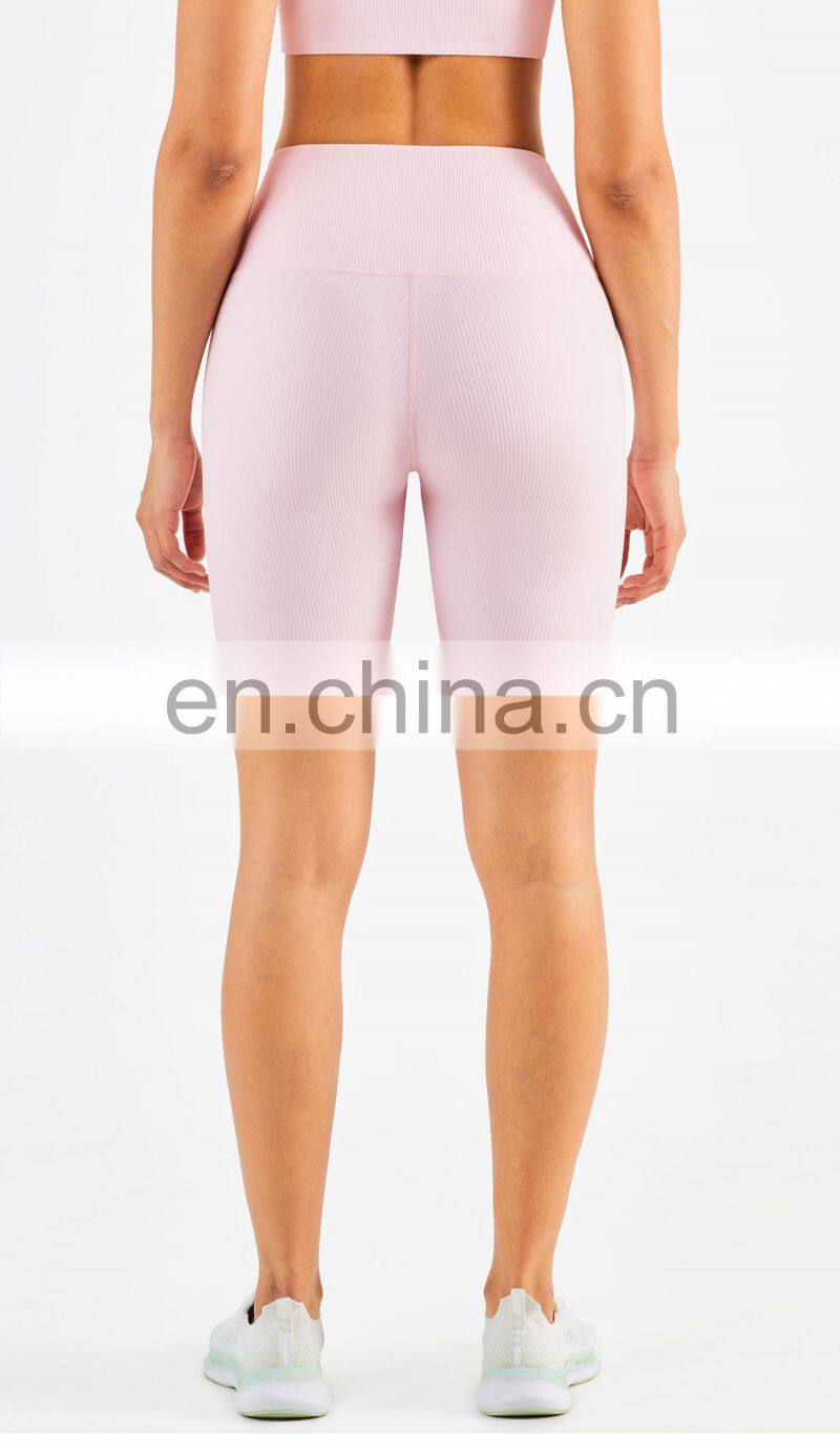 OEM Service Sportswear Women's Rib Short Fitness Gym Yoga Short Without T Line