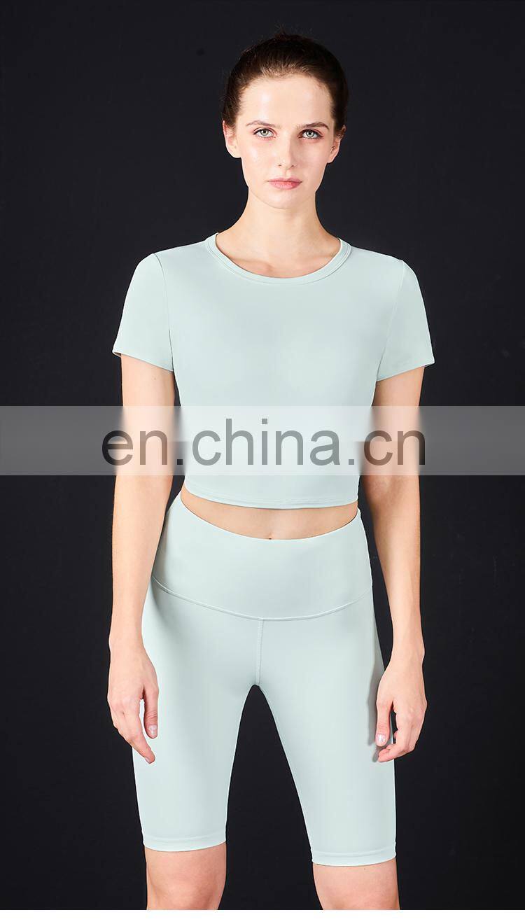 Hot Sale Gym Wear Women T Shirts Oem Slim Fit Short Compression Workout Athletic Shirt Tops