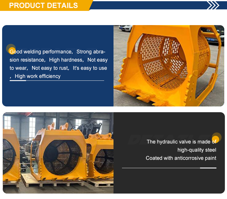 topsoil sand stone sieving rotary screening bucket excavator