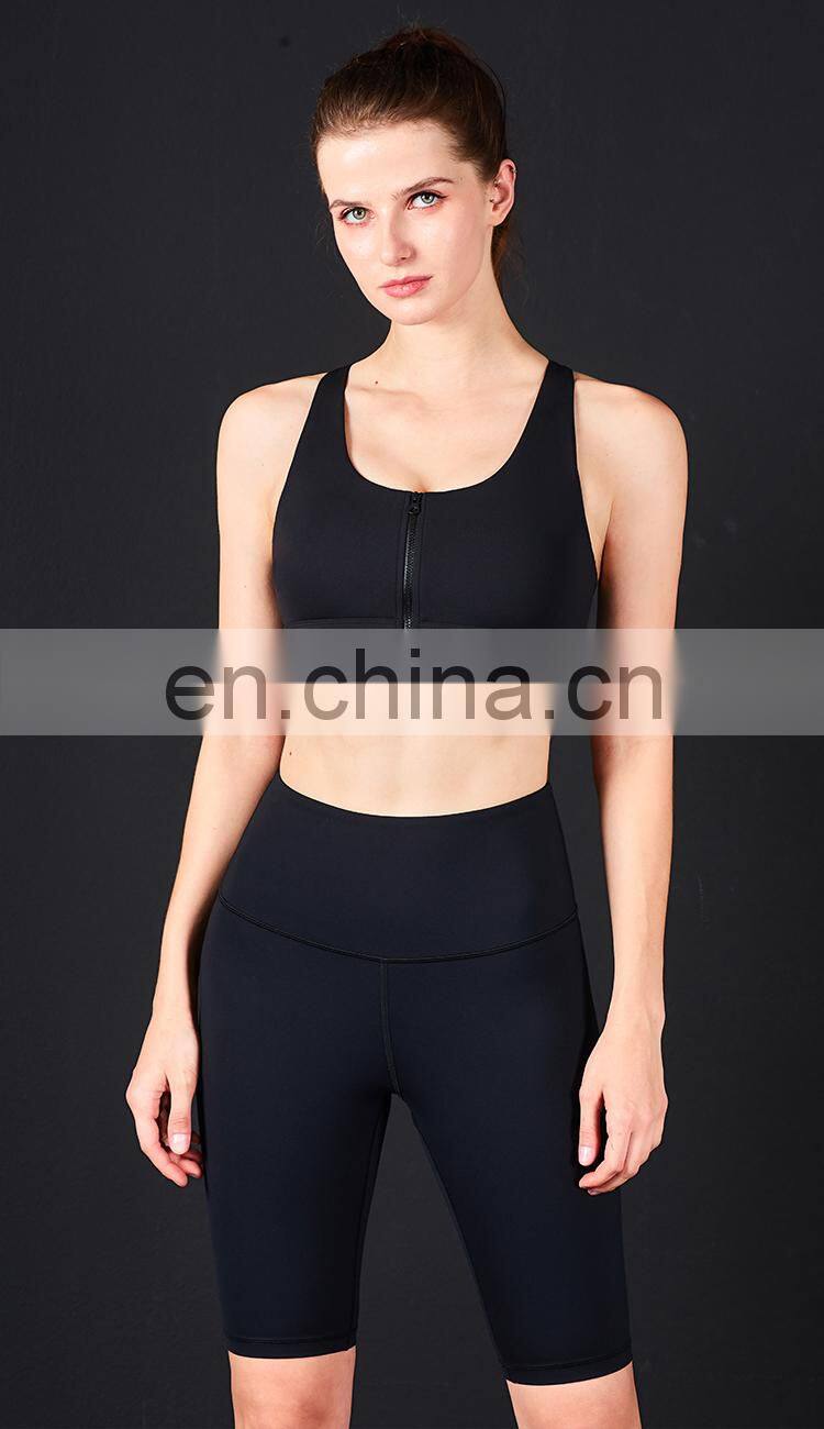 New Customized Front Zipper Shockproof Sports Bras Workout Fitness Yoga Tops