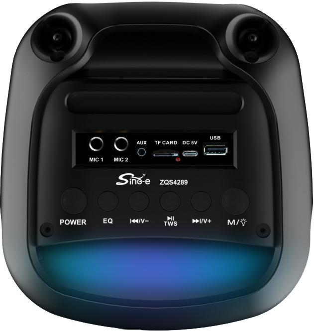 ZQS4289  wireless portable 16W power 2*4 inches subwoofer bluetooth speaker with colorful lights