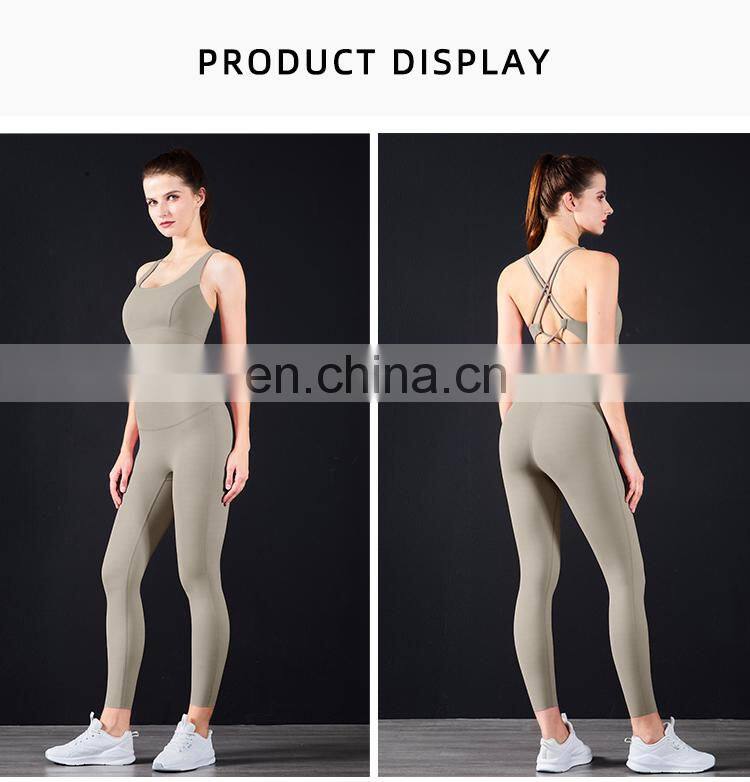 Hot Sale  Women Fitness Sexy Backless Yoga Set Custom Workout Breathable Gym Activewear