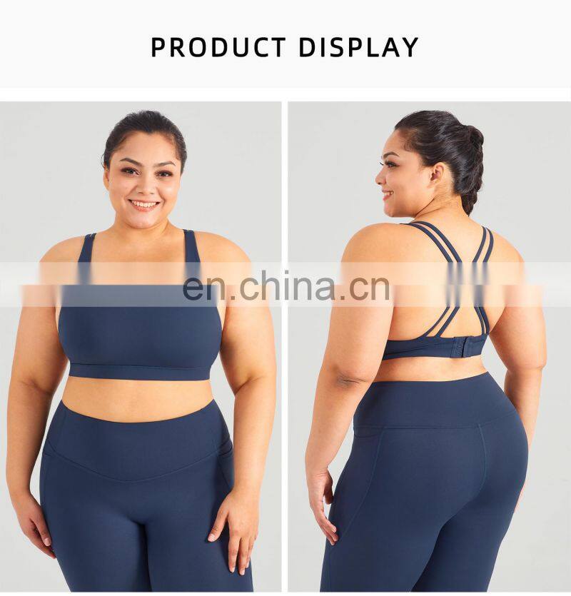 Custom Adjustable Fitness Buckle Sports Bra High Impact Plus Size Cross Back Yoga Top