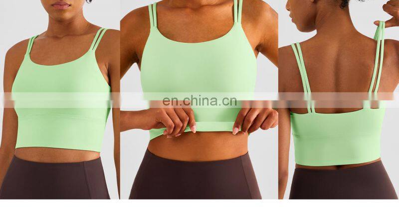Fixed Pads Sling Straps Fitness Yoga Tops Wholesale Backless Womens Sports Bras