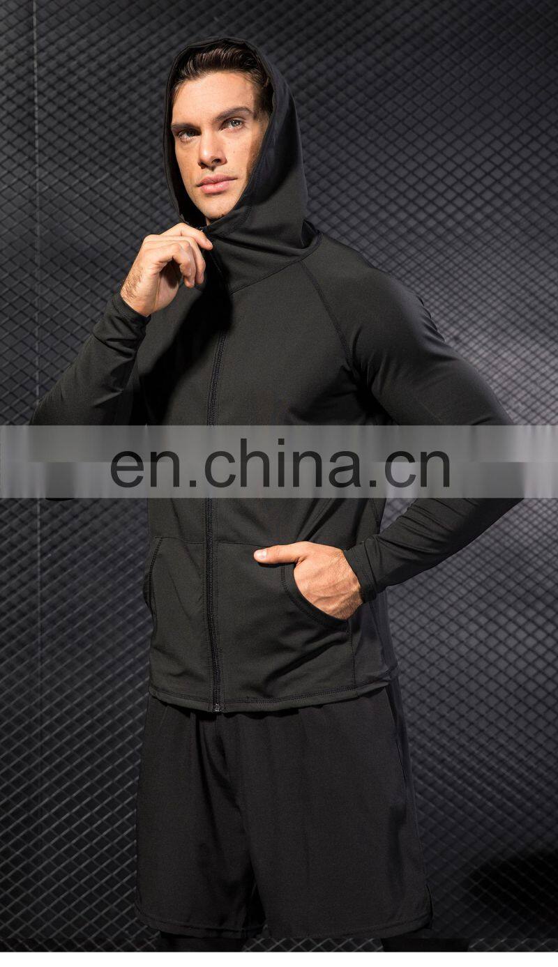 Fitness Running Training Men's Jacket Long Sleeve Zip Casual Hoodie Quick Dry Sport Jacket