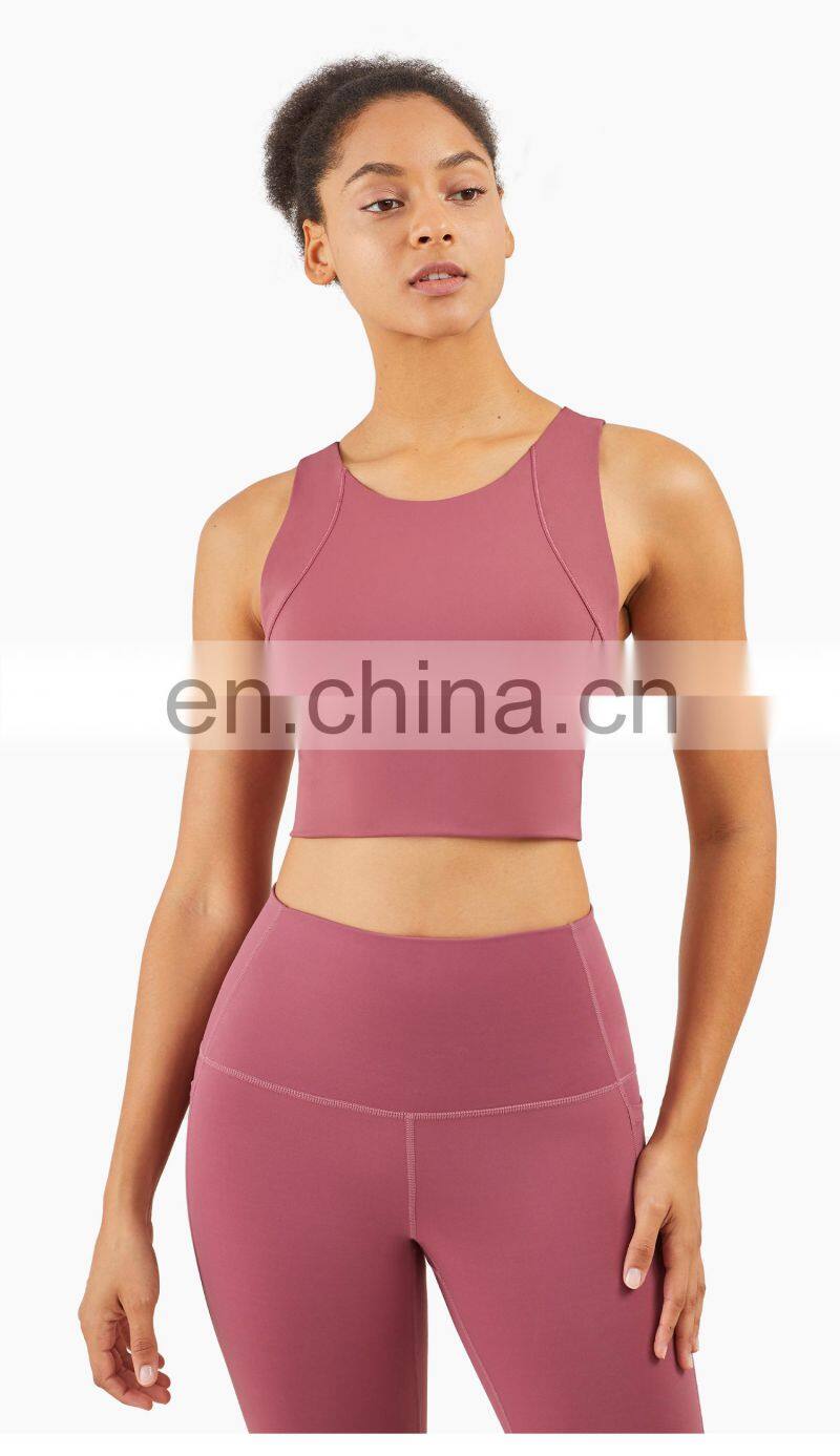Fashion Custom Sports Bra With High Neck Running Shockproof Yoga Bra Fitness Tank Top Women