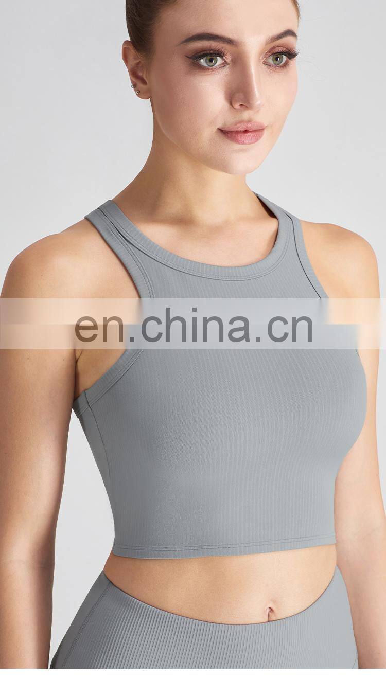 Embossing Print Sports Bra Top Sexy Y Back Women Sports Vest Running Shockproof Yoga Vest