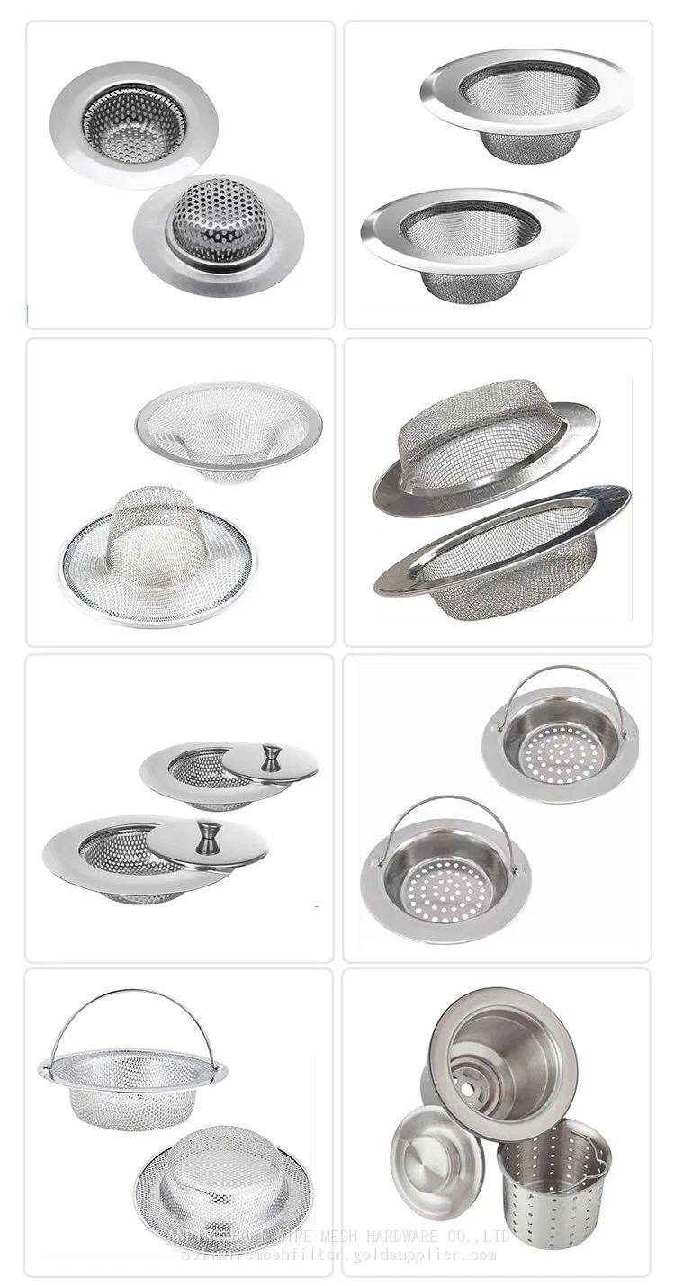Industrial-Stainless-Steel-Perforated-Mesh-3-1-2-Corner-Kitchen-Sink-Stopper-Food-Waste-Drain-Deep-B