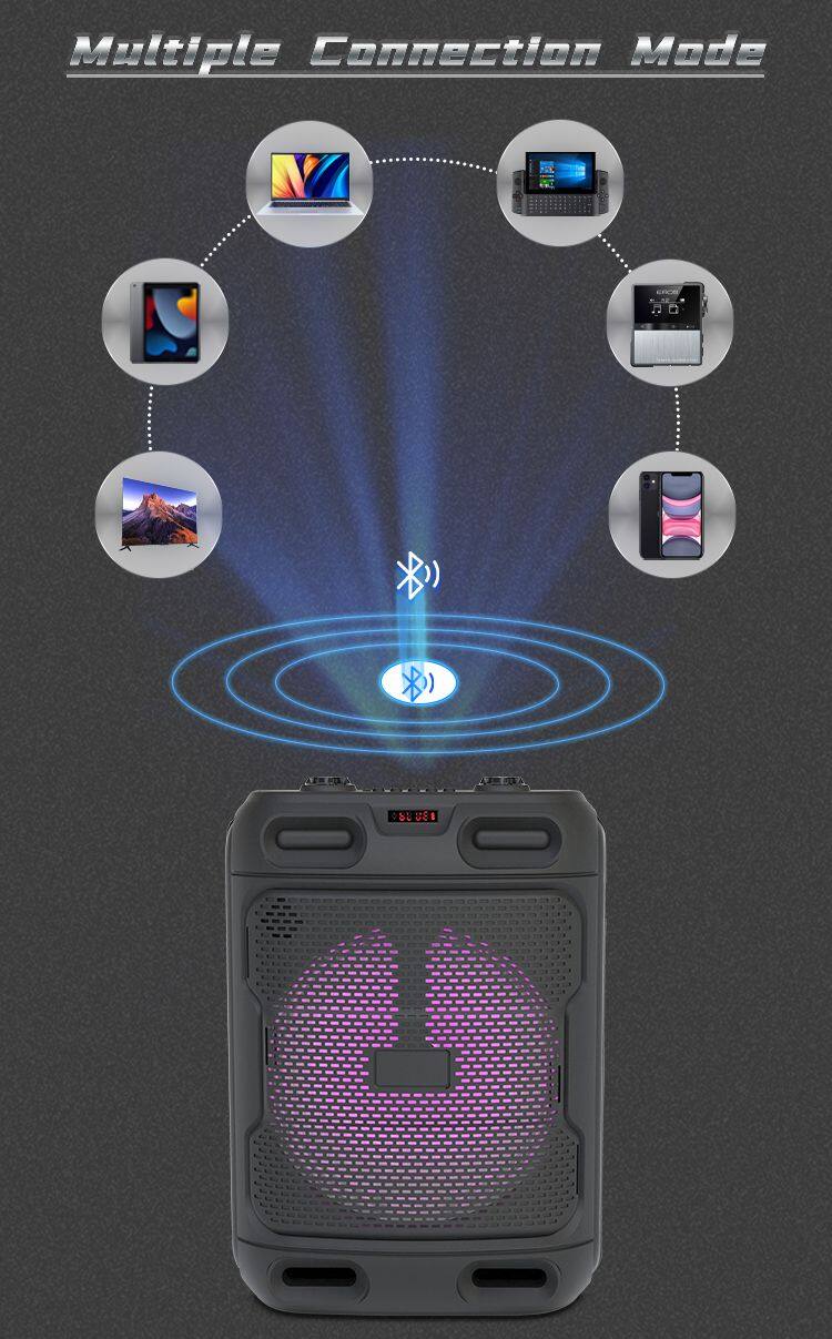 2023 portable 30W power with wired MIC 12-inch speaker bass bluetooth speaker with colorful lights