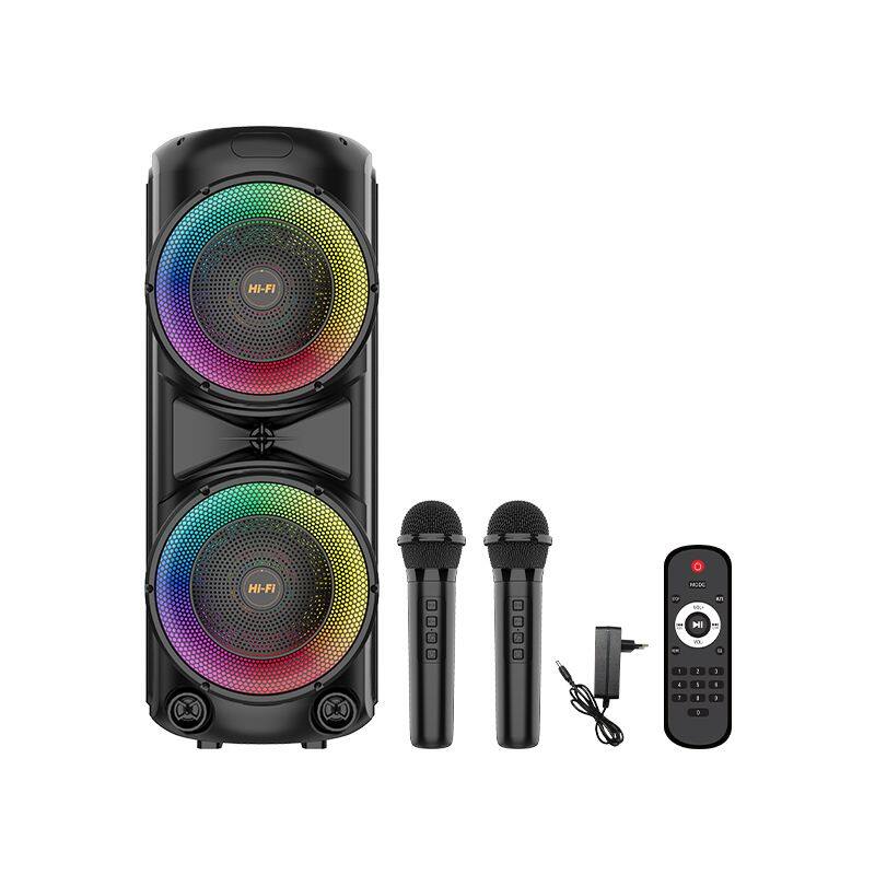 ZQS12206 super power 80W wireless 12-inch*2 active professional party speaker with colorful lights