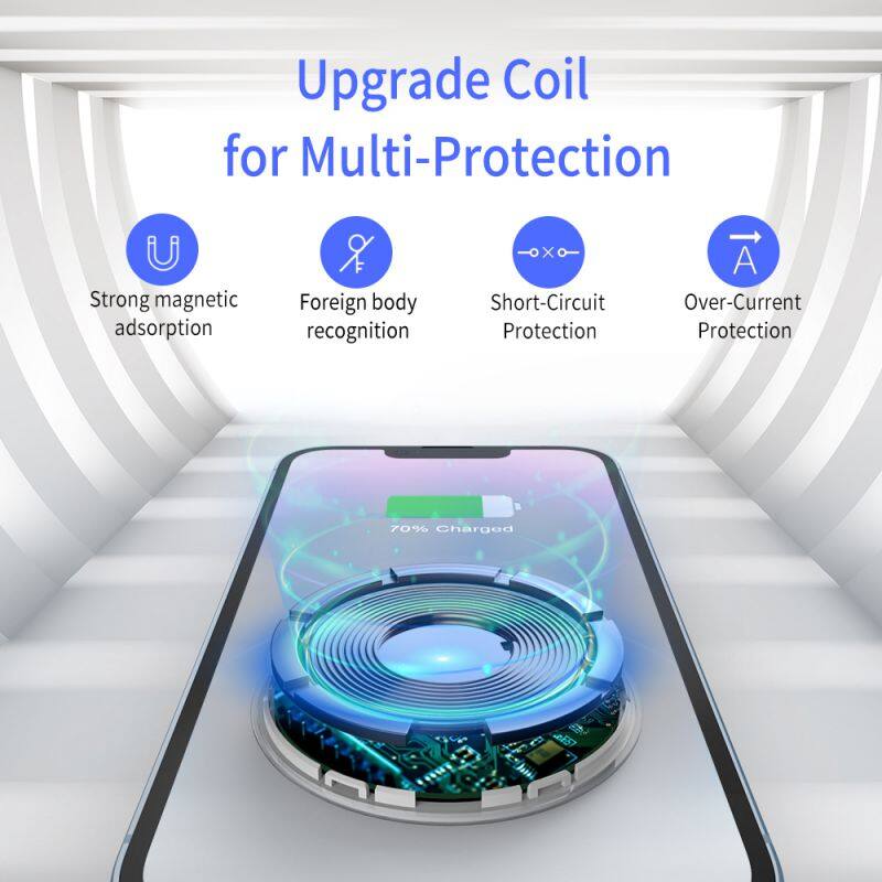 Ultra-Thin 15W Fast Wireless Charger Integrated Power Bank and Holder 5W Output Portable Magnetic Charger