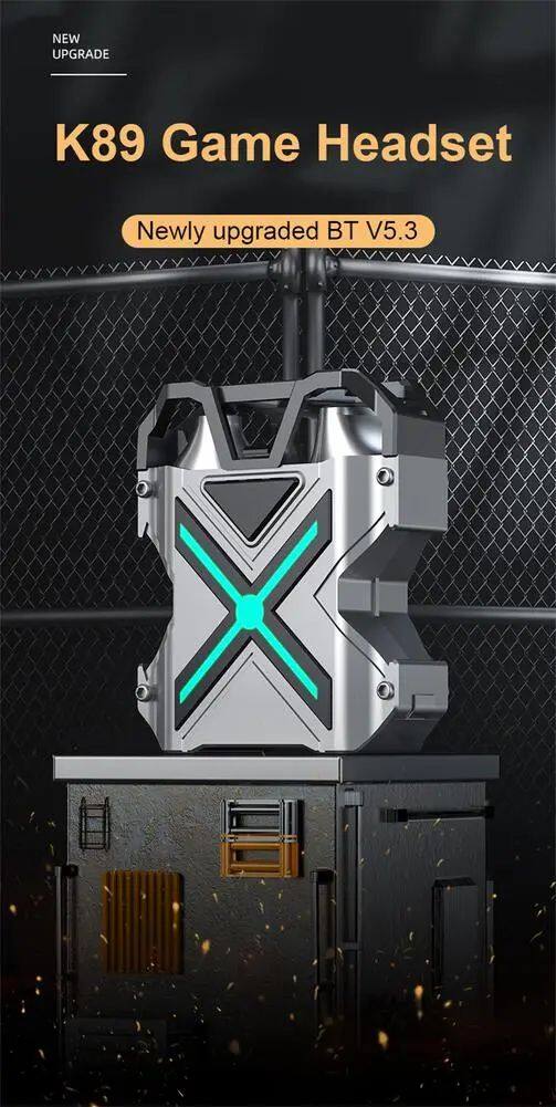 TWS K89 Bluetooth-compatible Earphones In-ear Noise Cancel Mechanical Style Wireless E-sports Gaming Headsets for Mobile Phone