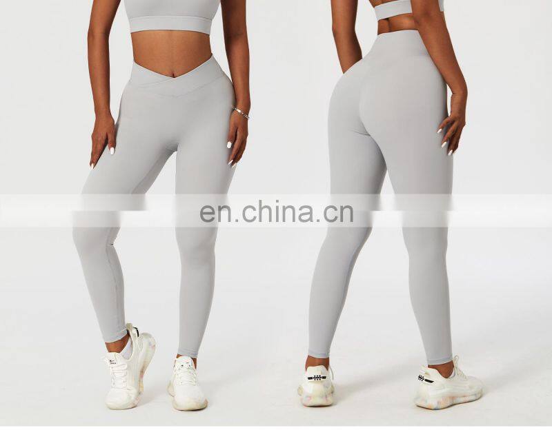 Cross Waist Yoga Scrunch Butt Leggings Workout Tik Tok Quick Dry Sport Fitness Pants