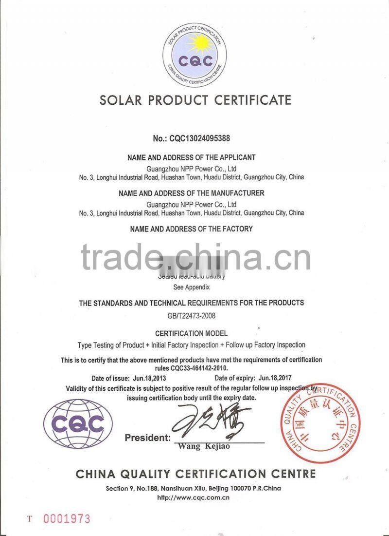 Solar Product Certificate