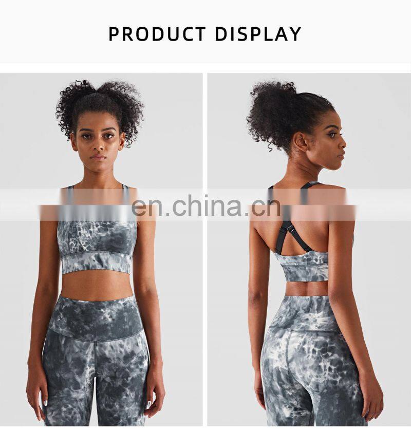 2022 Tie Dye Custom Women Nude Yoga Bra For Running Athletic Shockproof Padded Sports Bra