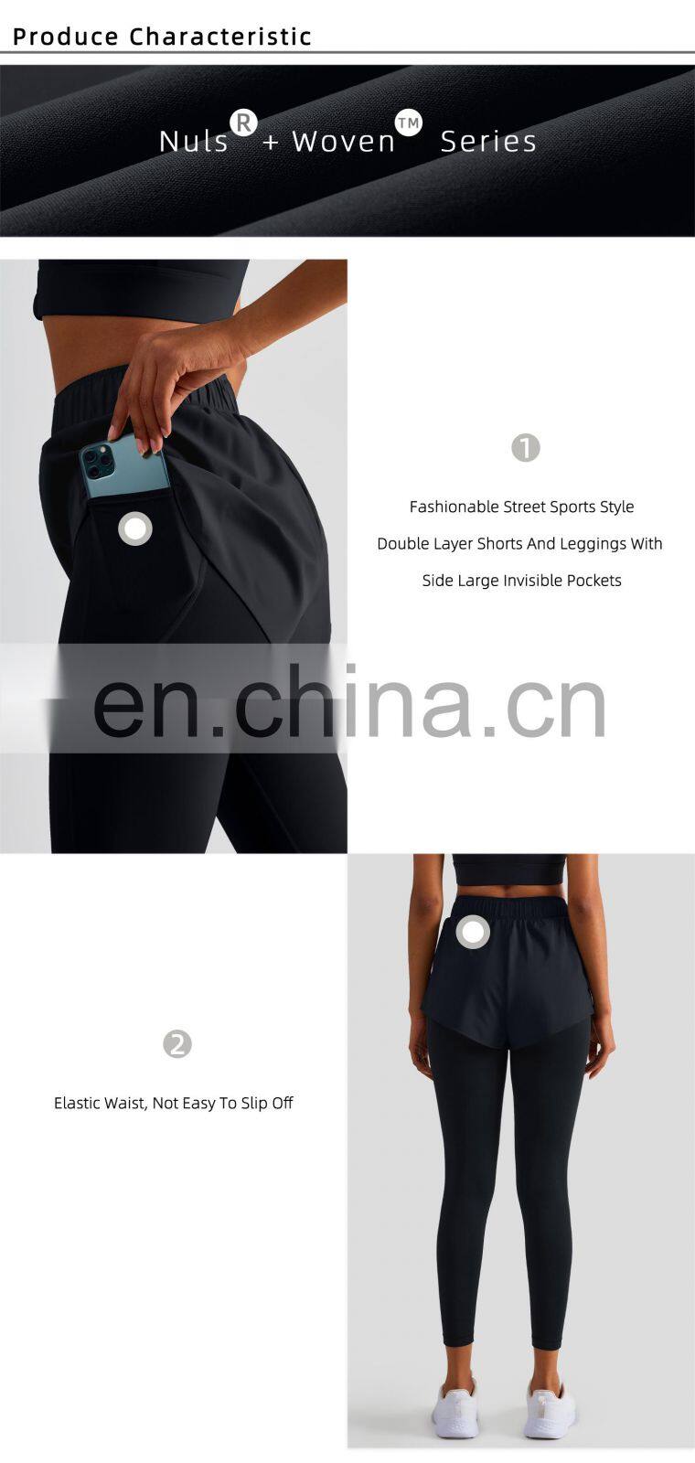 2 In 1 Piece Yoga Pockets Leggings With Quick Dry Shorts Custom Women Workout Gym Pants