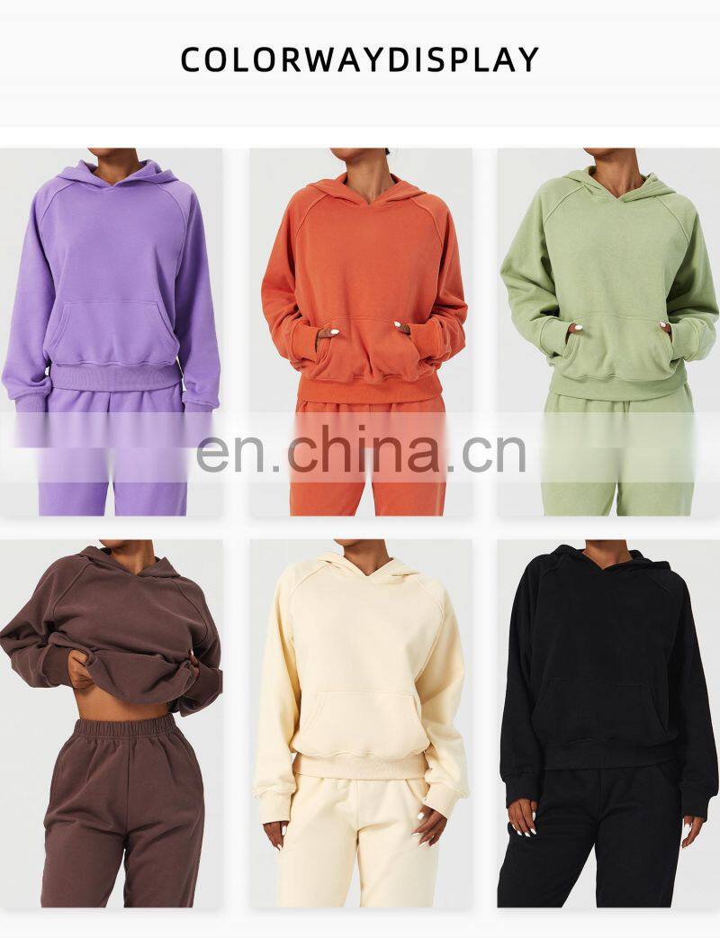 Fall Custom Long Sleeve Casual Warm Fleece Sweatshirt Hoodies Loose Pockets Pullover Tops