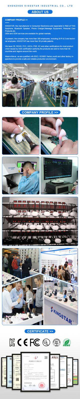 Truly Wireless Stereo Waterproof led light Gaming TWS 5.0 Blue tooth Earbuds