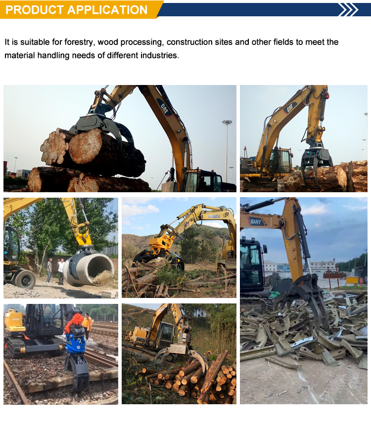 Excavator hydraulic rotary clamp wood Loader grabbing wooden objects hydraulic control Wood, stone, steel grabbing machine
