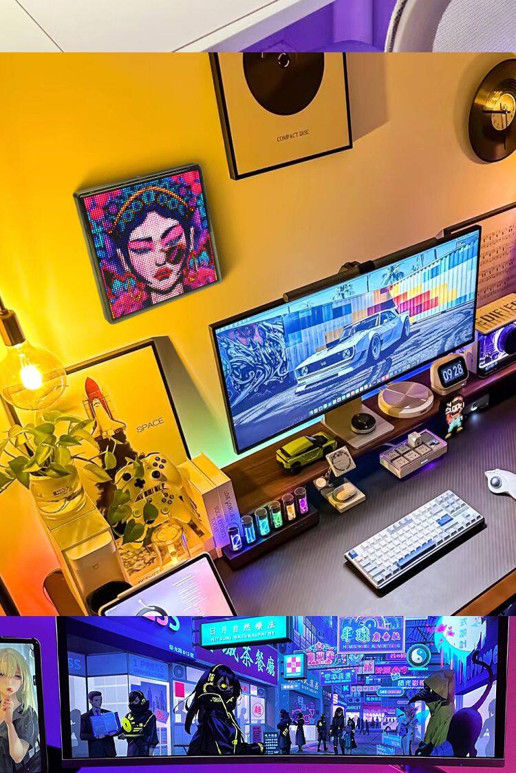 64*64 Automotive Atmosphere Pixel Screen Bluetooth Pixel Screen DIY Decorative Lights Modification Universal Car Ambient Light