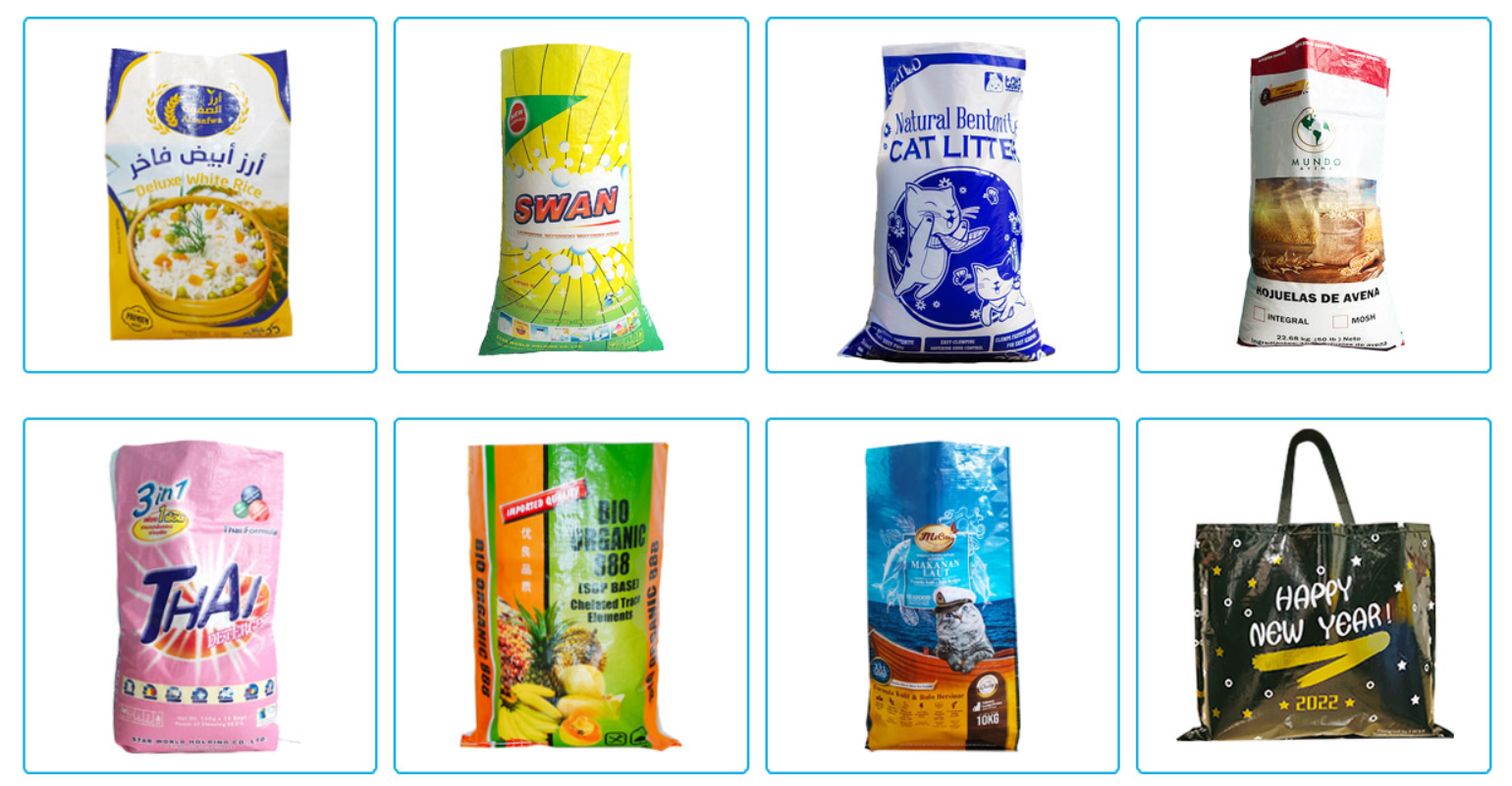 Woven PP bags are the ideal packaging to transport and store bulk , sugar, rice, animal feeds