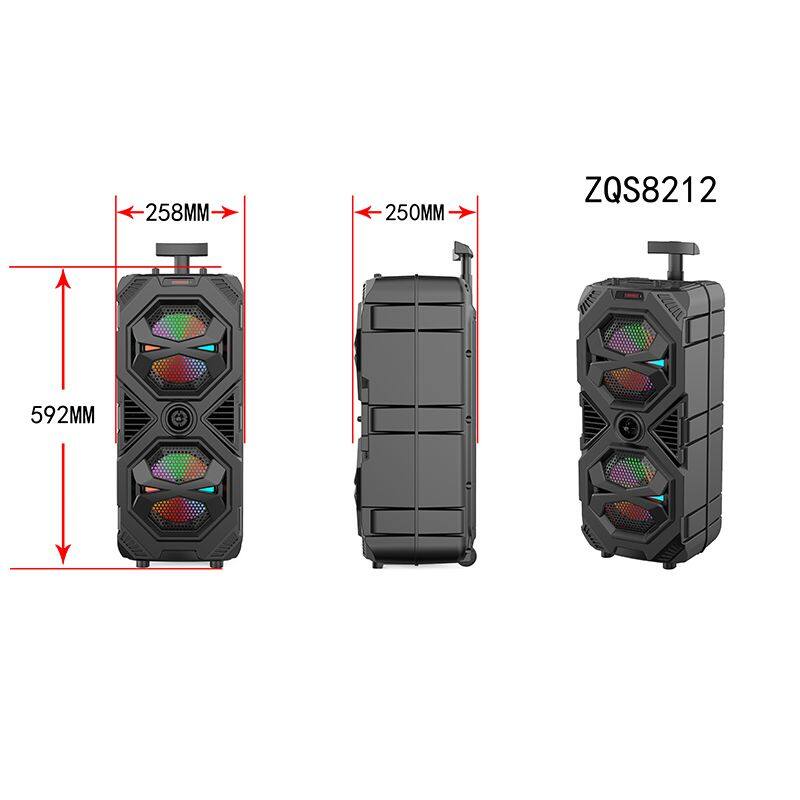 ZQS8212 DJ wholesale subwoofer 40W power dual 8 inch speaker wireless karaoke party speaker