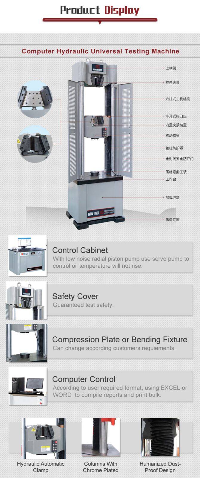 Control Universal Controlled test Bench Computer Display Hydraulic Testing Machine