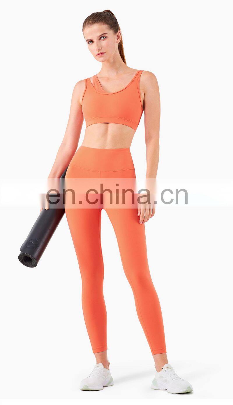 New Mesh Double Strap Women Sports Bra Recycle Fabric One Shoulder Sports Bra Support OEM