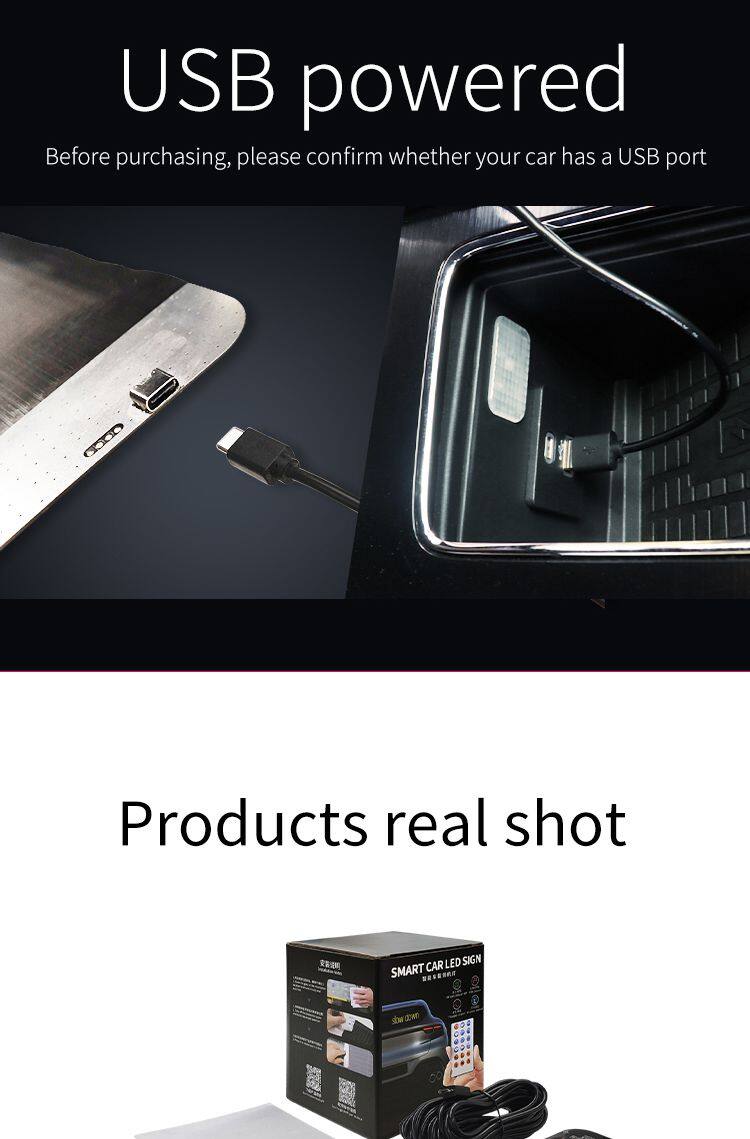 LED Pixel Soft Display Pattern Animation Mobile APP Control Flexible USB Car Screen DIY Text Wireless Lan Connection