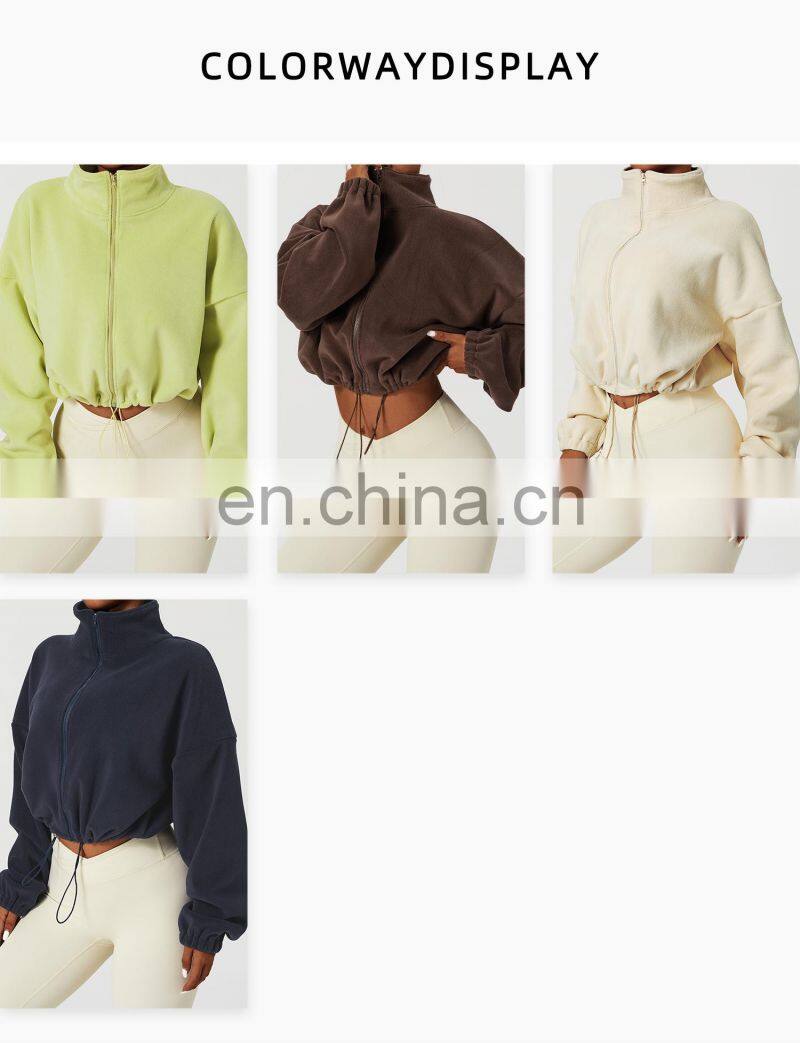 Winter Outdoor Adjustable Polar Fleece Jackets Custom Women Full Zipper Sherpa Coats