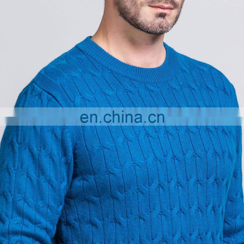 Classic Brand Men's Cable Knit Pullover 100% Pure Cashmere Winter Sweater with Crew Neck collar