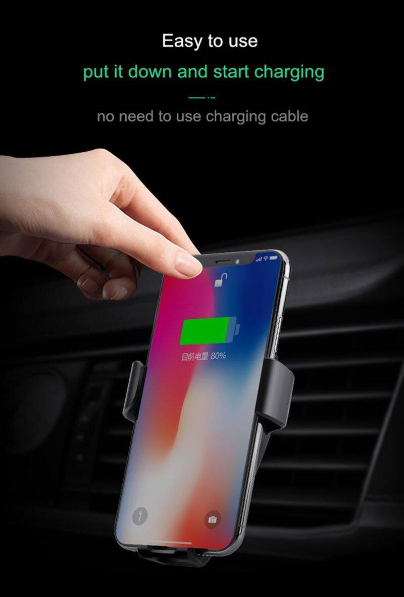 Hot Sale Wireless Car Charger Mount with Phone Holder for cellphone in Car Fast Charging Flexible Compatible iPhone Android