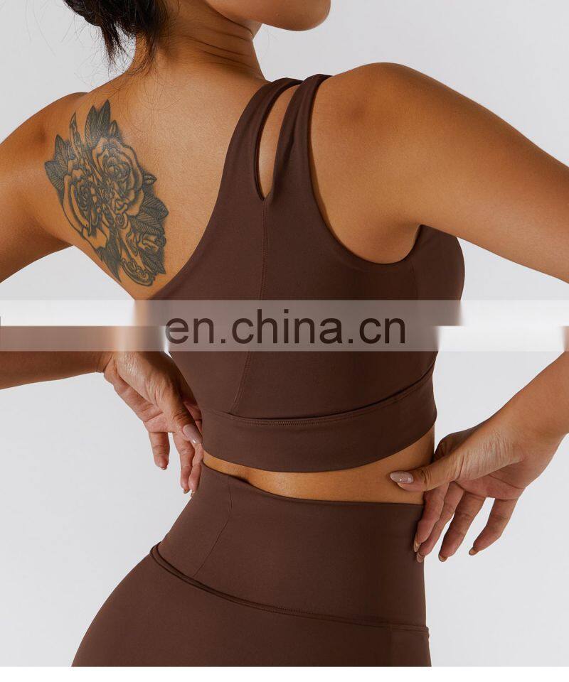 One Shoulder Sexy Workout Sports Bras Wholesale Recyclable High Impact Yoga Crop Tops