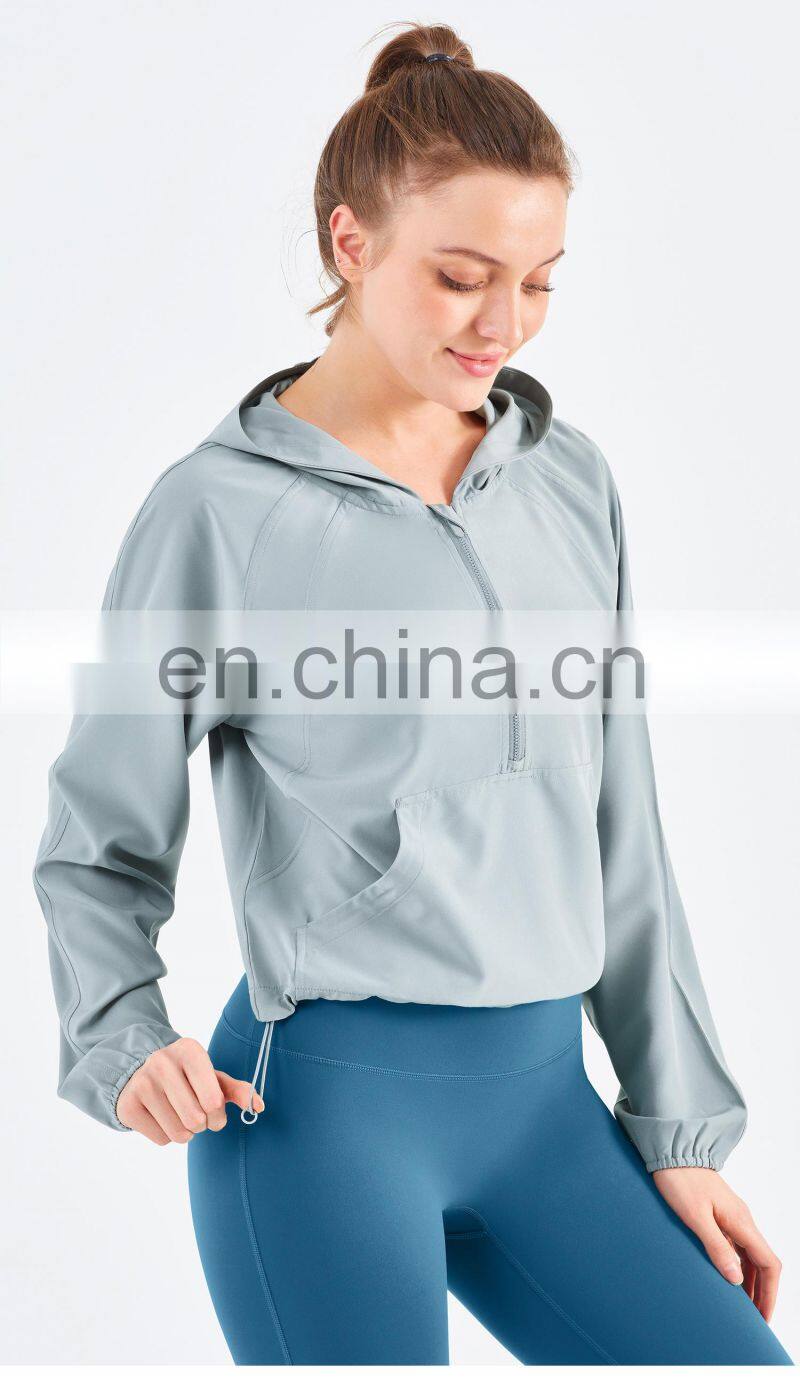 New Drop Women's Jackets Waterproof Sun UV Protection Run Half Zipper Hoodie Yoga Jacket